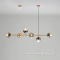 Gold And Amber Glass Linear Modern Pendant Lamp